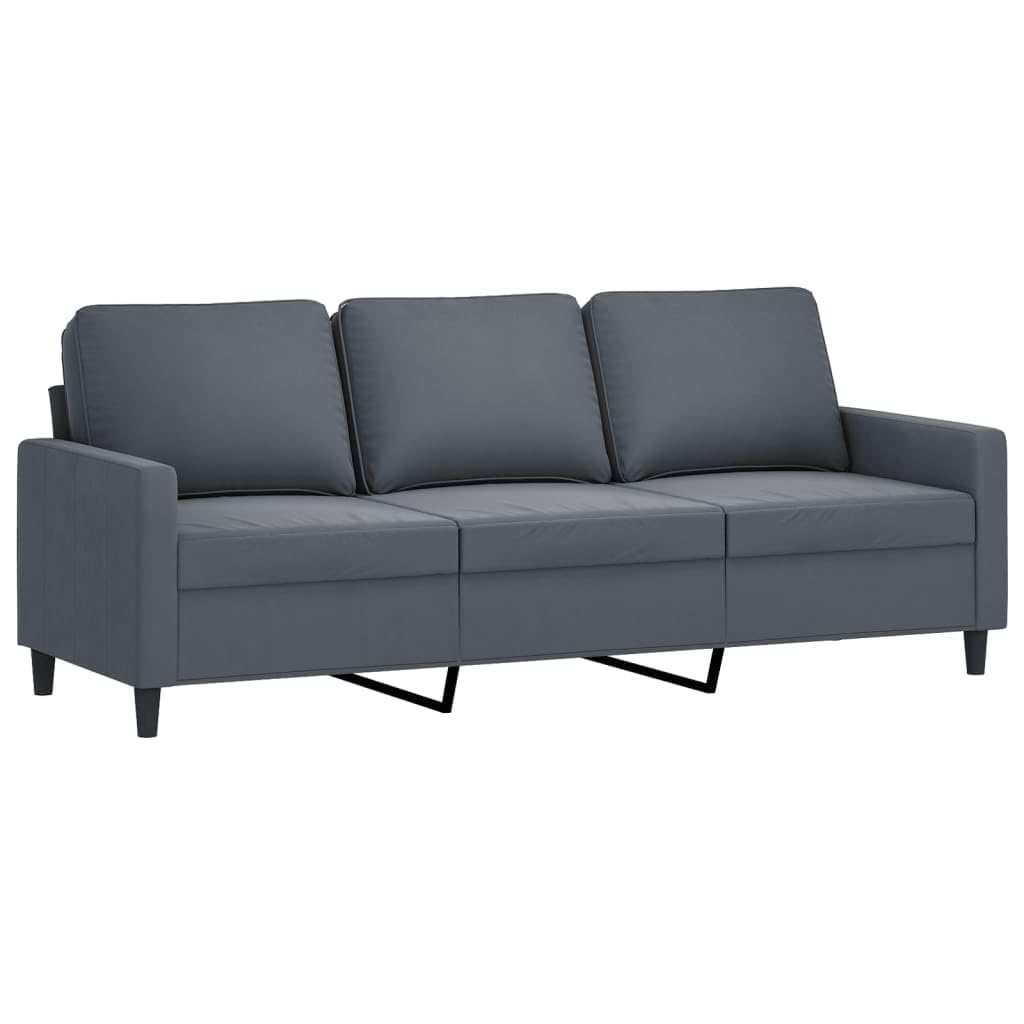vidaXL 3-teiliges Sofa-Set – Ecksofa mit Kissen, 3-Sitzer und Zweisitzer Couch, Modernes Wohnzimmer-Set, Dunkelgrauer Samt