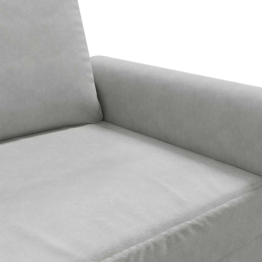 vidaXL 3-Sitzer Sofa in Samt – Modernes Wohnzimmer- oder Büromöbel, Hellgrau, Gepolstert mit Metallrahmen, Komfortable Sitzfläche