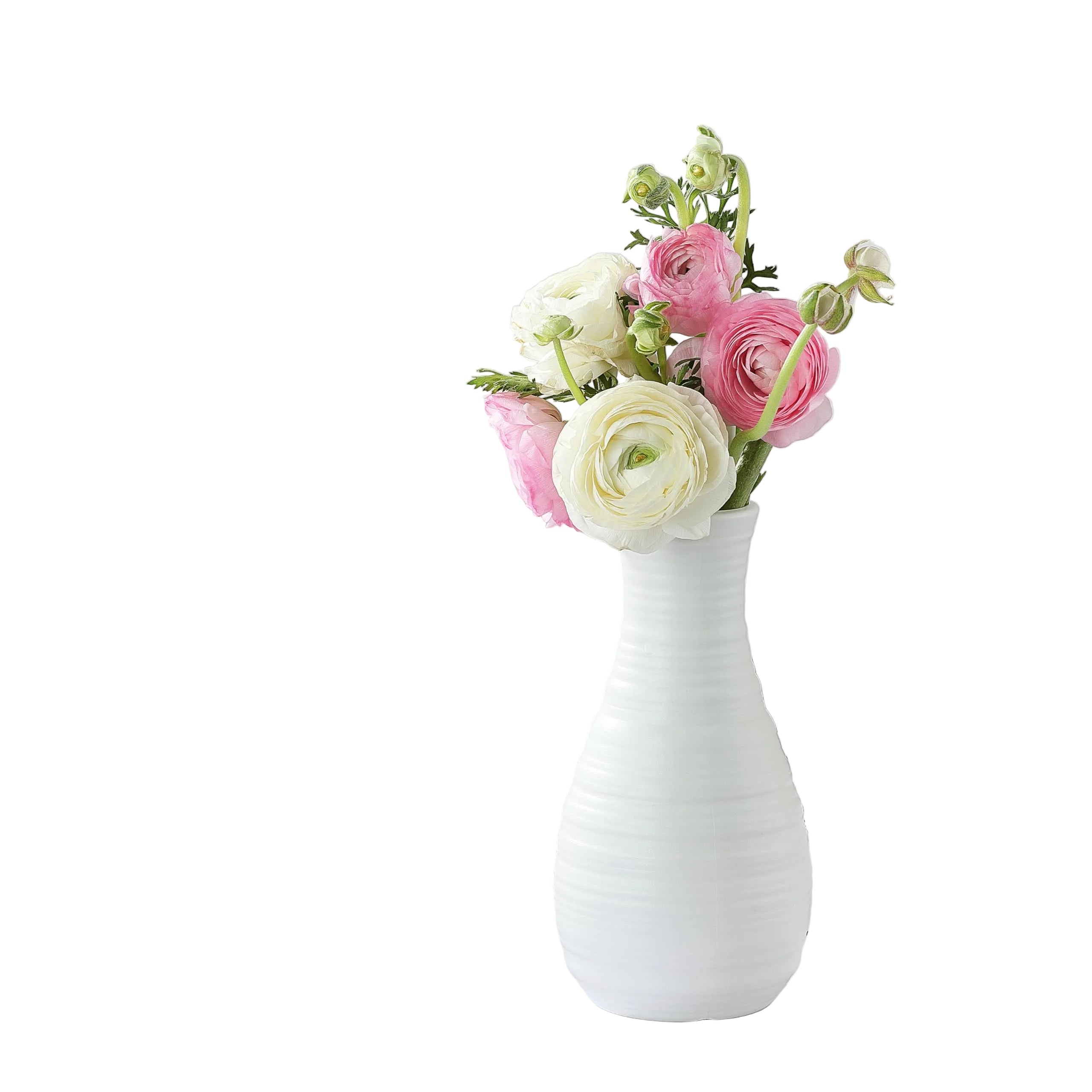 Weiße Kunststoff Blumenvase in Keramik-Optik – Dekorative Vase für Blumen, 20 cm, Leicht & Bruchsicher für Wohnzimmer, Tisch und Hochzeitsdekoration