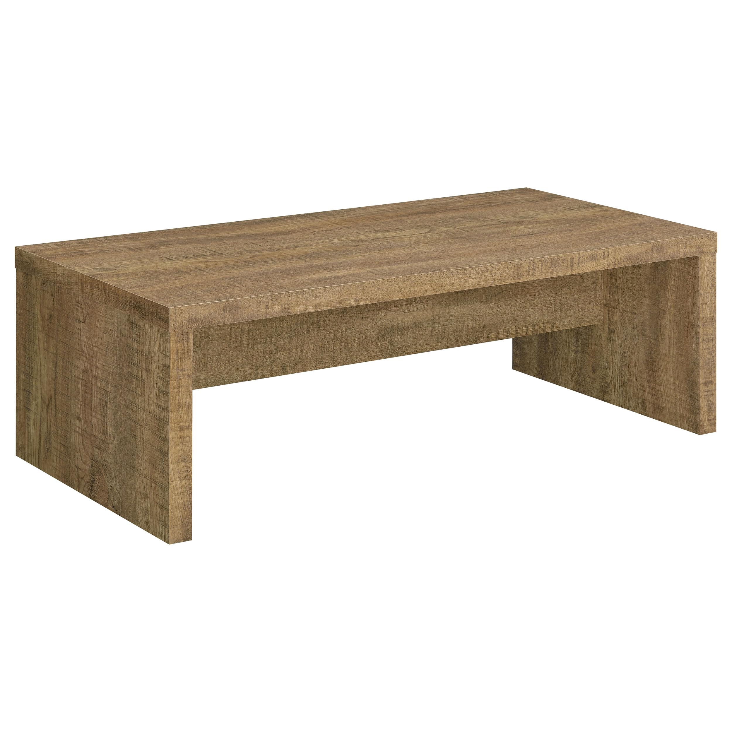 Coaster Home Furnishings Mango-Holz Couchtisch – Rechteckiger Wohnzimmertisch mit Seitenpaneelen und Mittelstrebe, Modernes Tischmöbel für Wohnzimmer und Schlafzimmer