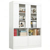 Großes Bücherregal mit Türen – 110 cm Breites Standregal mit Acryl-Displaytüren und Geschlossenen Schränken, Modernes Bücherregal mit Stauraum für Wohnzimmer und Büro
