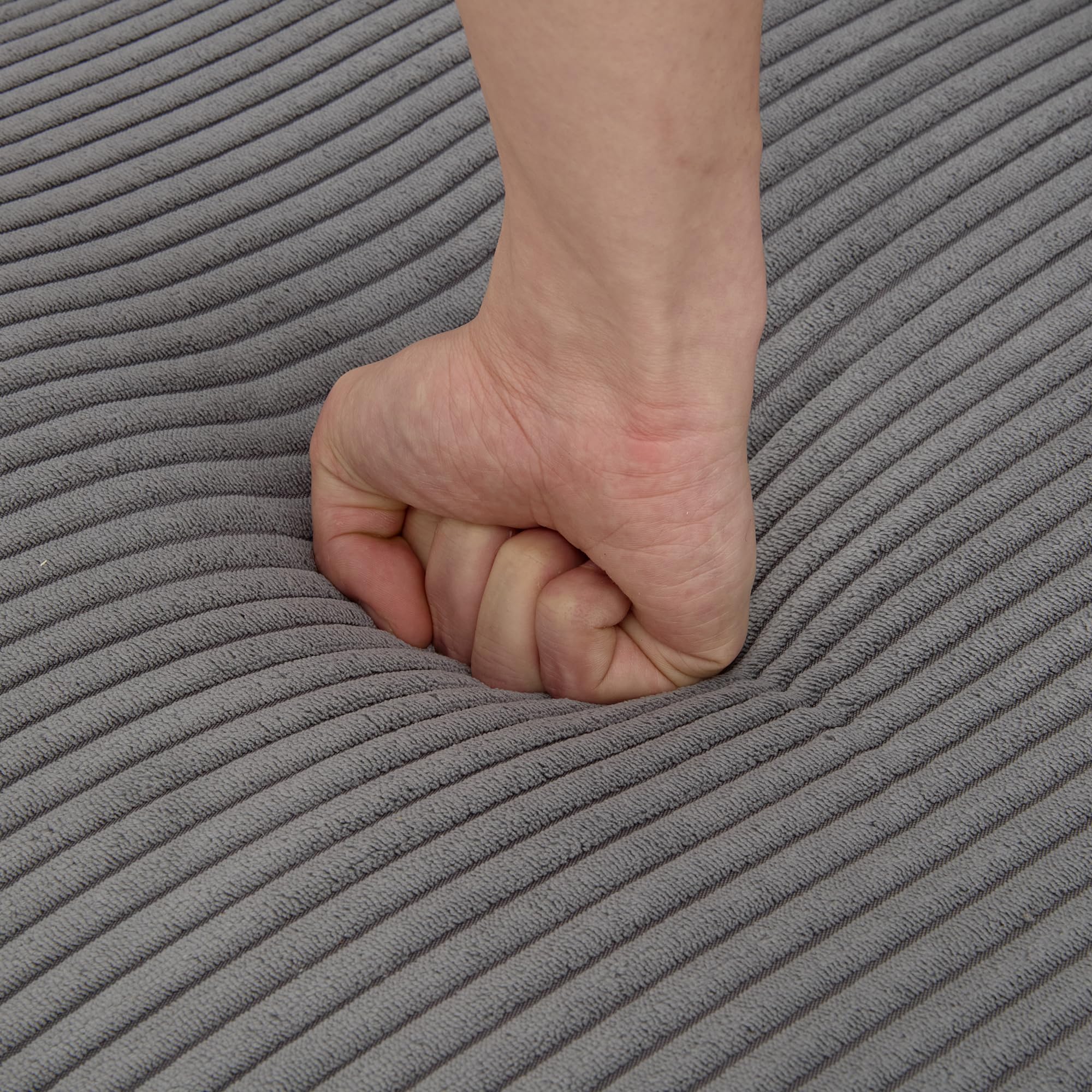 Olodumare 3-Sitzer Sofa – Modernes Modulsofa 105'', Corduroy Grau, Mit Abnehmbaren Rückenpolstern und 5 Kissen, Tiefes Wohnzimmer- und Bürosofa