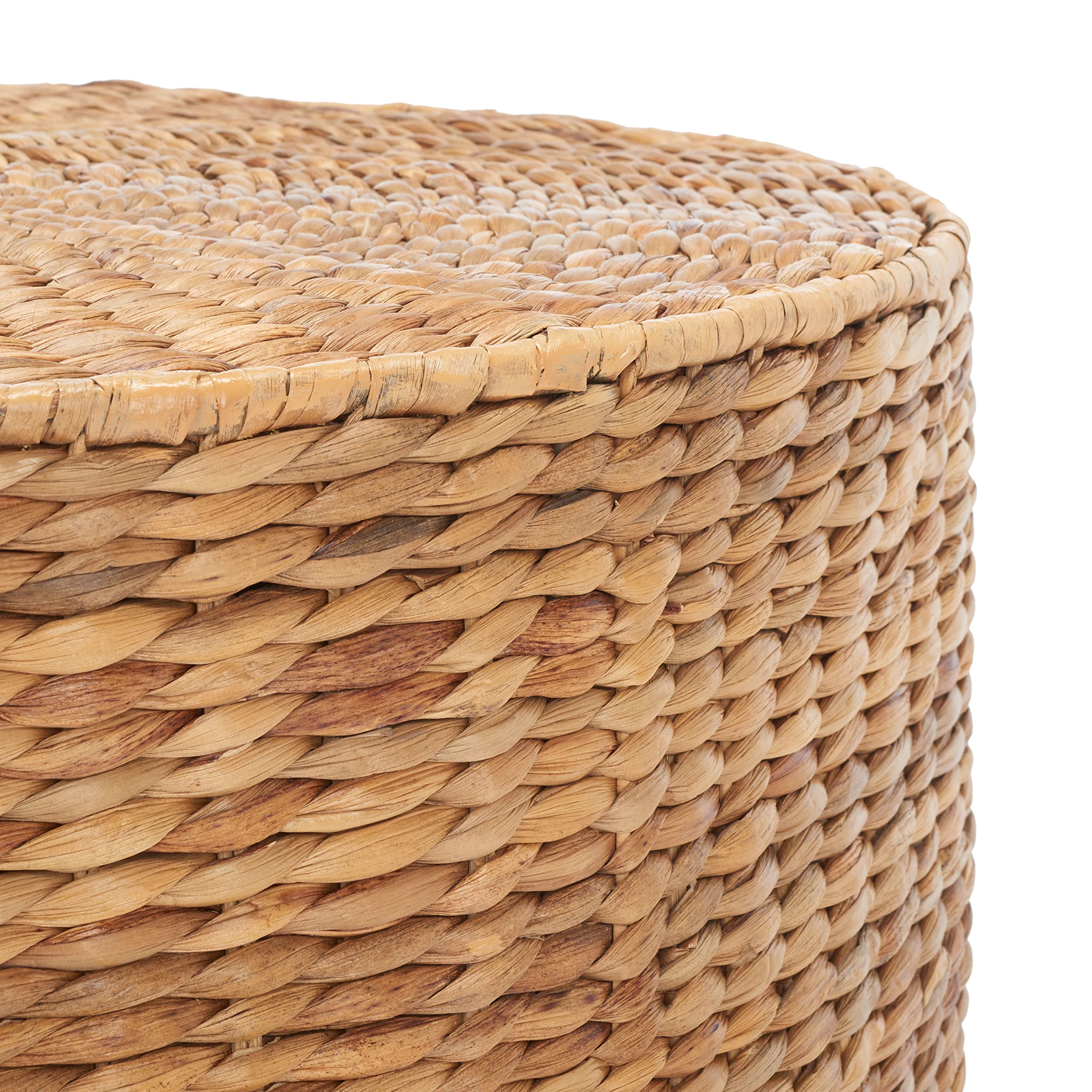 Jesse Rattan-Couchtisch – Natürlicher Wicker Akzenttisch mit Metallbeinen, Moderner Küstenstil, Fertig Montiert, Rund, 76 cm Durchmesser