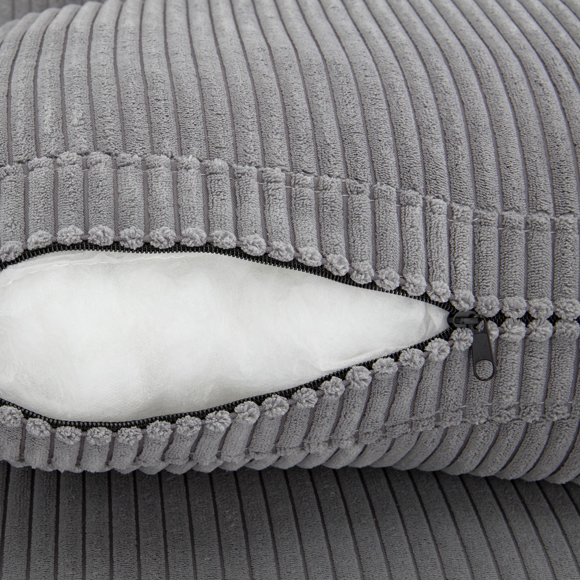 Olodumare 3-Sitzer Sofa – Modernes Modulsofa 105'', Corduroy Grau, Mit Abnehmbaren Rückenpolstern und 5 Kissen, Tiefes Wohnzimmer- und Bürosofa